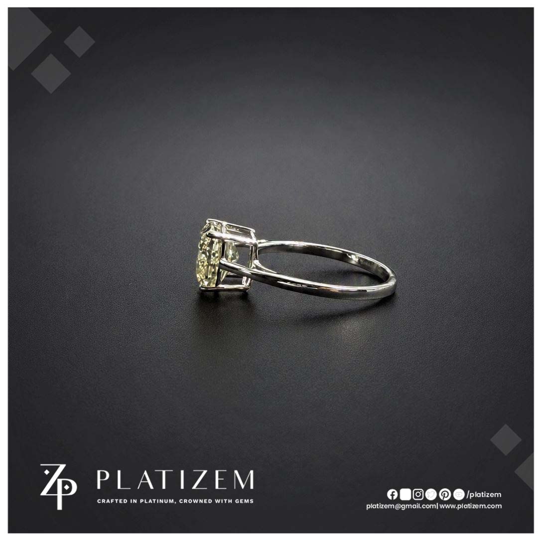 2.5 Carat Fancy Yellow Cushion Cut Lab Created Diamond Ring