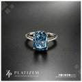 3 Carat Fancy Blue Elongated Cushion Cut Diamond Engagement Ring