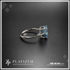3 Carat Fancy Blue Elongated Cushion Cut Diamond Engagement Ring