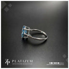 3 Carat Fancy Blue Elongated Cushion Cut Diamond Engagement Ring