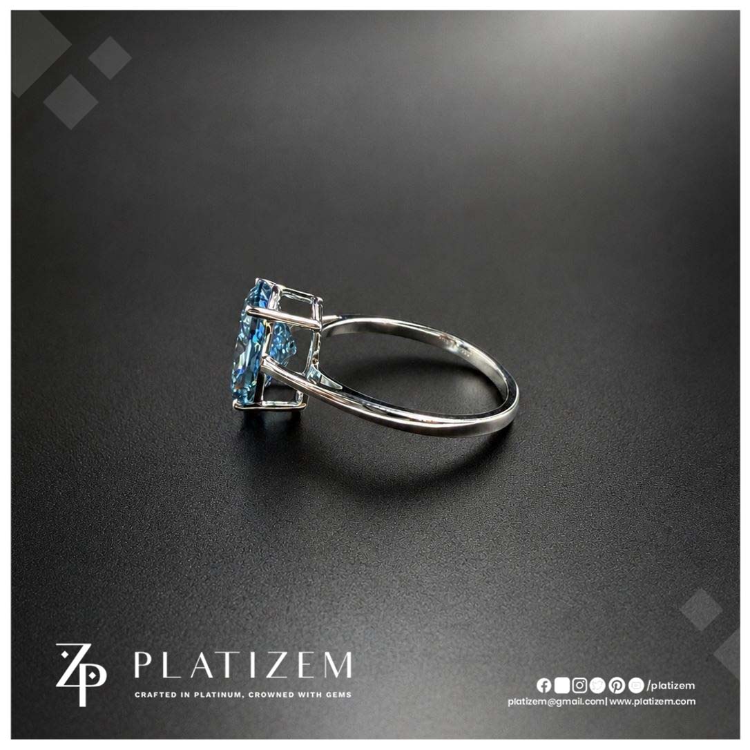 3 Carat Fancy Blue Elongated Cushion Cut Diamond Engagement Ring