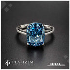 3 Carat Fancy Blue Elongated Cushion Cut Diamond Engagement Ring