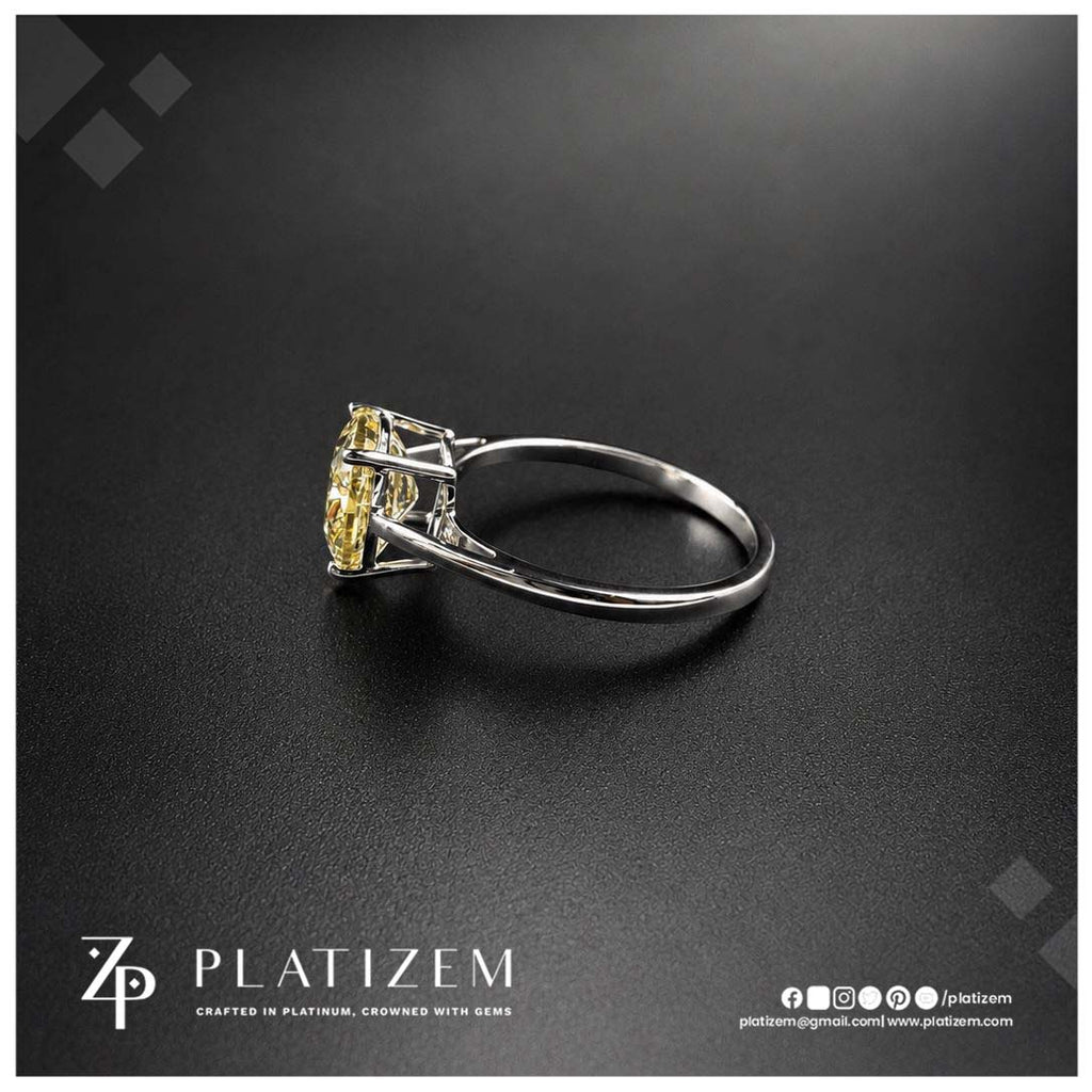 2.5 Carat Fancy Vivid Yellow Cushion Cut Lab Grown Diamond Engagement Ring