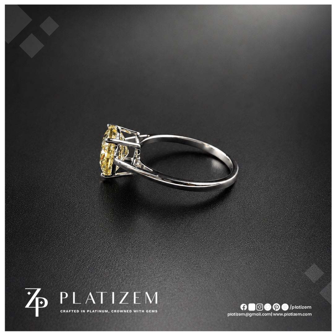 2.5 Carat Fancy Vivid Yellow Cushion Cut Lab Grown Diamond Engagement Ring