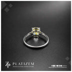 2.5 Carat Fancy Vivid Yellow Cushion Cut Lab Grown Diamond Engagement Ring