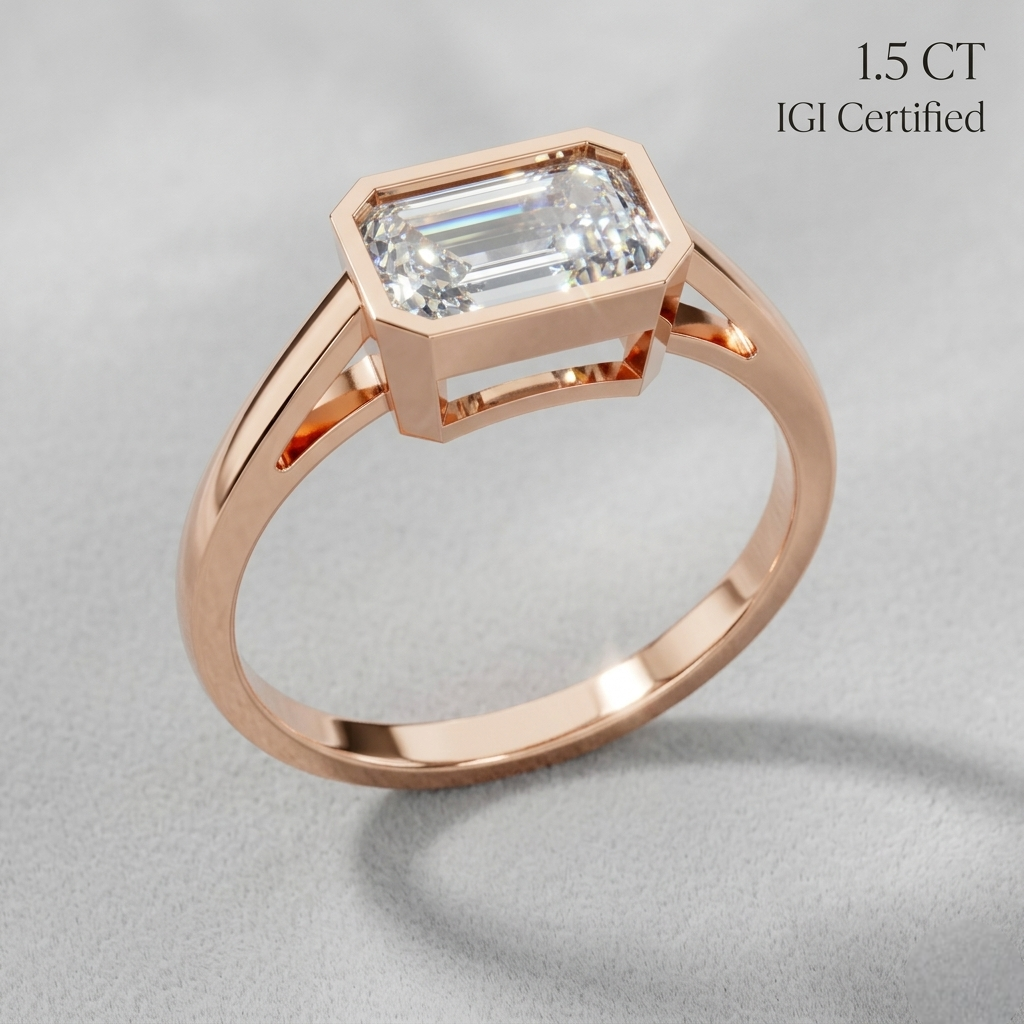 Oval Cut Bezel Set Engagement Ring Gold. Silver and Platinum with Laboratory Grown Diamond Luxury Ring