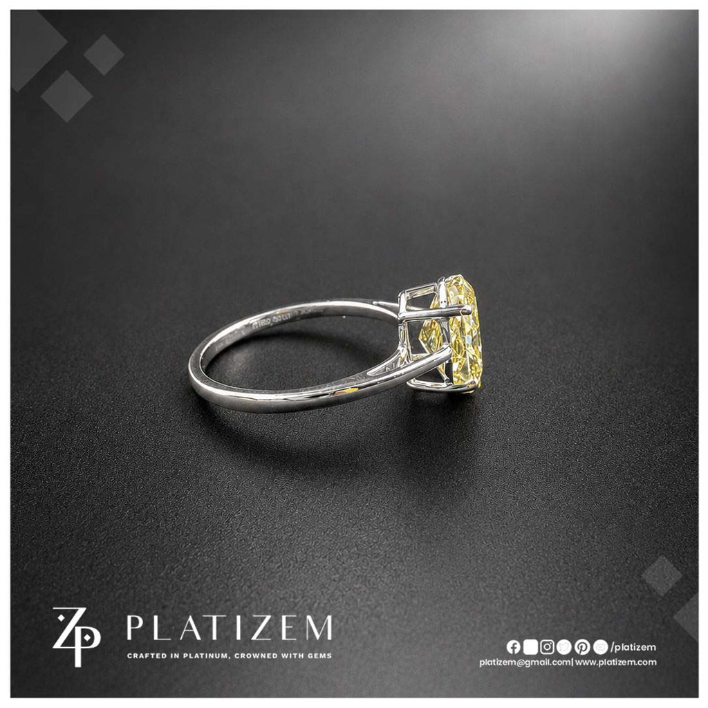 3.1 Ct Fancy Vivid Yellow Oval Cut Lab Grown Diamond Engagement Ring