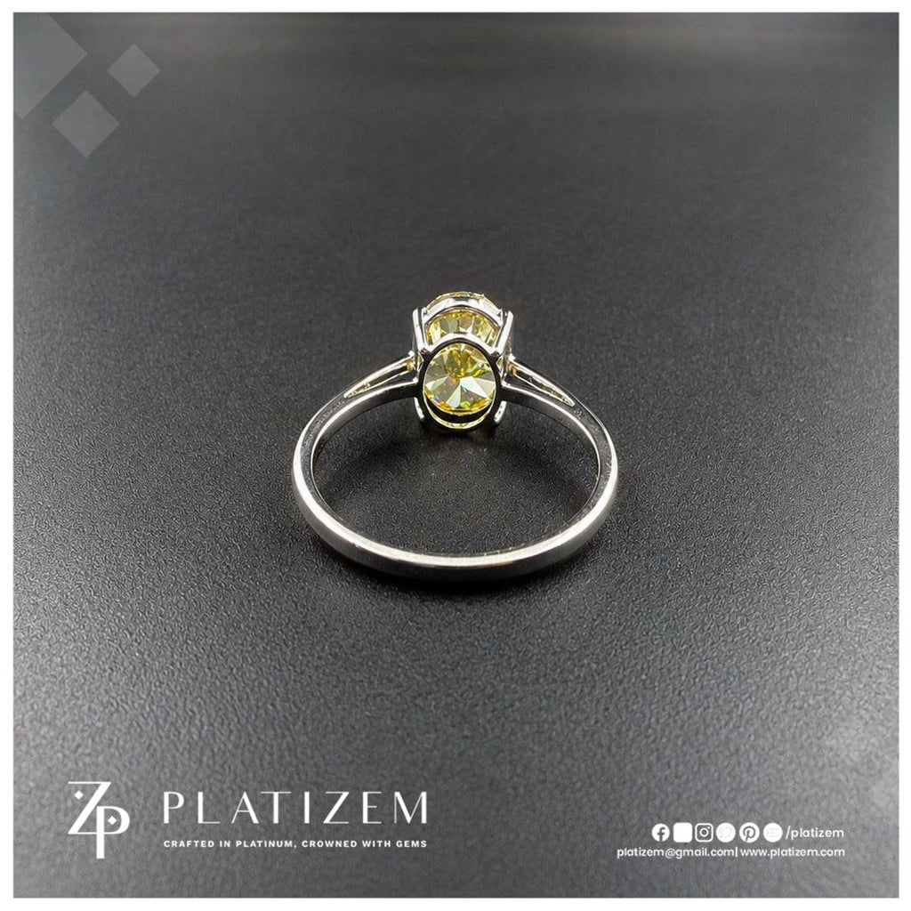 3.1 Ct Fancy Vivid Yellow Oval Cut Lab Grown Diamond Engagement Ring