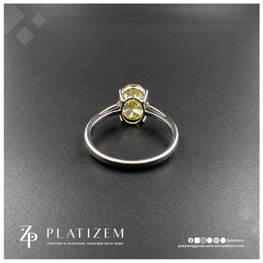 3.1 Ct Fancy Vivid Yellow Oval Cut Lab Grown Diamond Engagement Ring