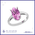 Oval Cut Pink Gemstone Solitaire Ring Set Tall on Four Claw Prongs