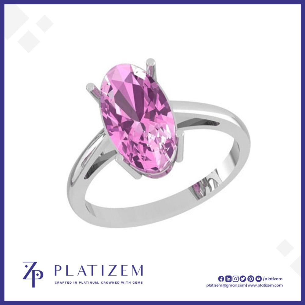 Oval Cut Pink Gemstone Solitaire Ring Set Tall on Four Claw Prongs