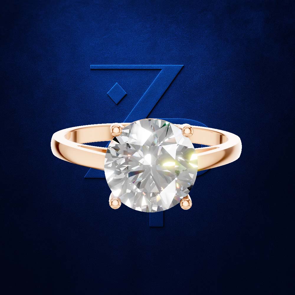 3 Carat Round Solitaire Engagement Ring 18K Gold Laboratory Grown Diamond Luxury Ring