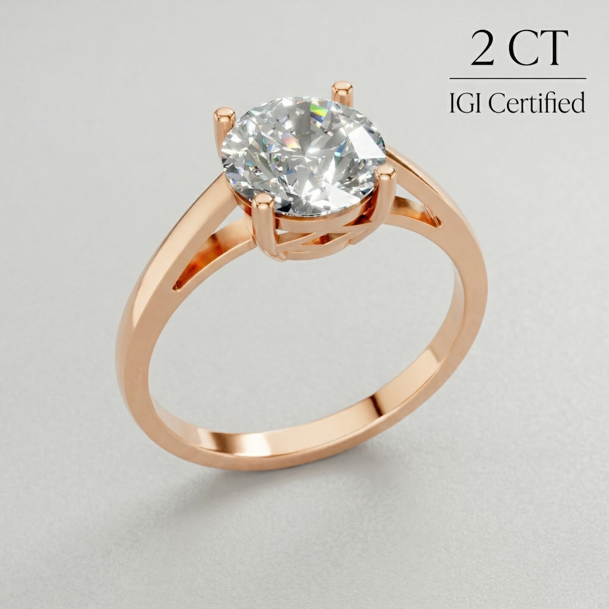 4 Prong Round Cut Engagement Ring 18K Gold Laboratory Grown Diamond Classic Ring