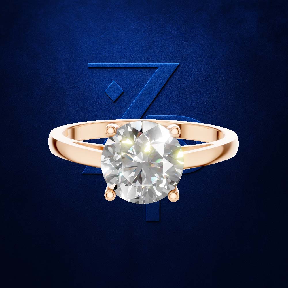 4 Prong Round Cut Engagement Ring 18K Gold Laboratory Grown Diamond Classic Ring