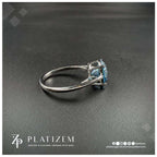 Fancy Blue Round Cut Lab Grown Diamond Engagement Ring