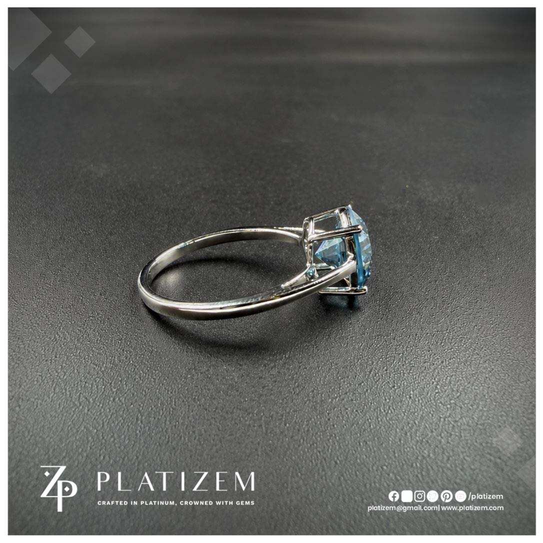 Fancy Blue Round Cut Lab Grown Diamond Engagement Ring