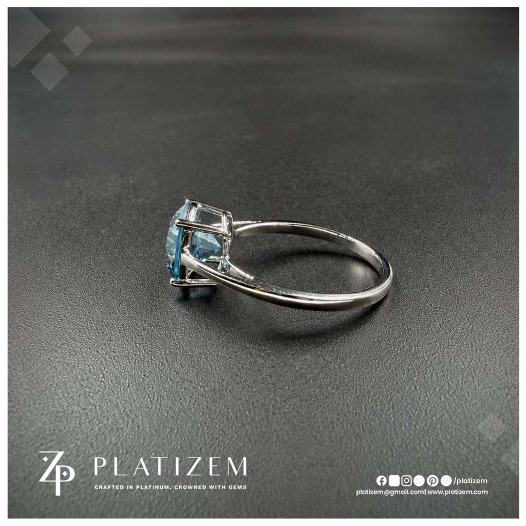 Fancy Blue Round Cut Lab Grown Diamond Engagement Ring