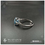 Fancy Blue Round Cut Lab Grown Diamond Engagement Ring