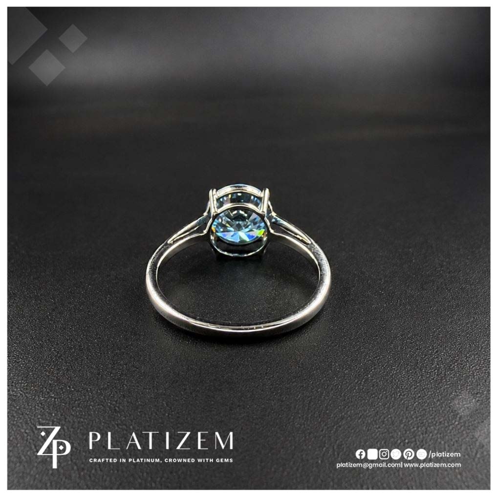 Fancy Blue Round Cut Lab Grown Diamond Engagement Ring