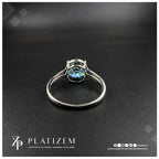 Fancy Blue Round Cut Lab Grown Diamond Engagement Ring