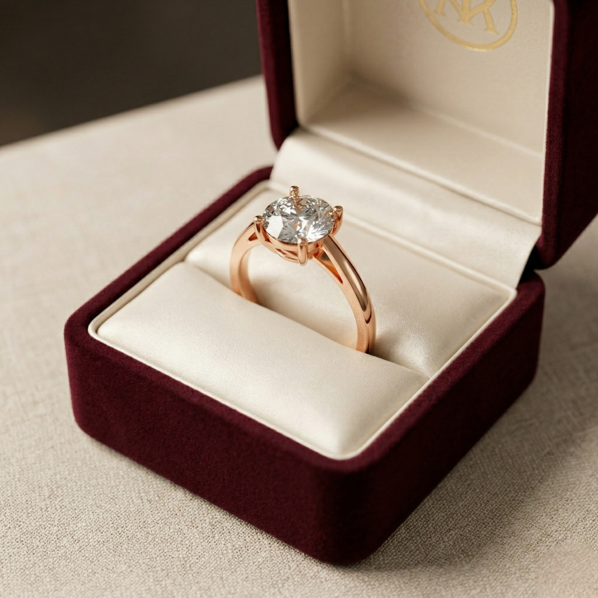 2 Ct Round Solitaire Engagement Ring 18K Gold Laboratory Grown Diamond Luxury Ring