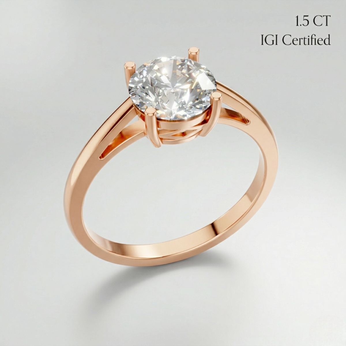 1.5 Carat Round Engagement Ring 18K Gold Laboratory Grown Diamond Luxury Ring