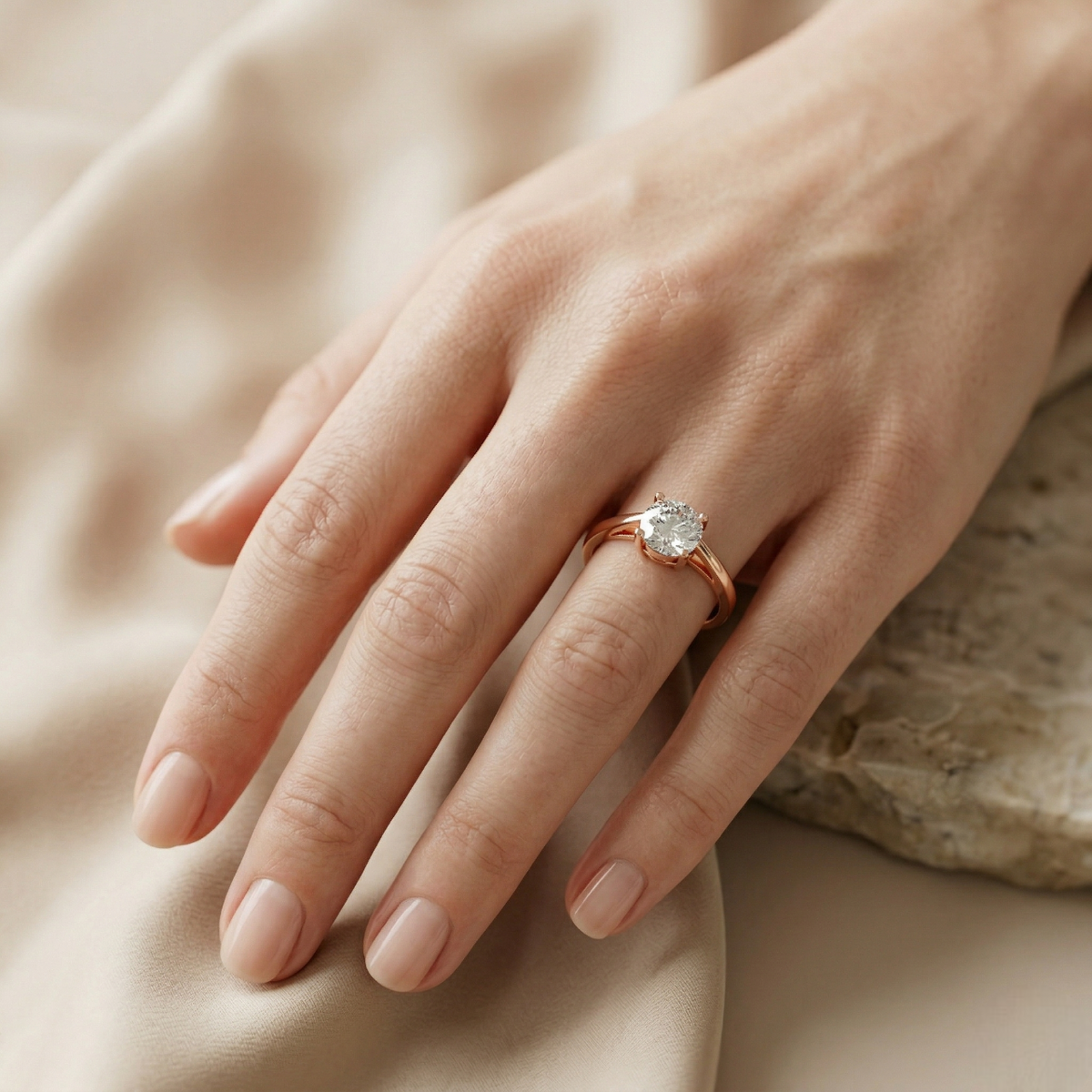 1.5 Carat Round Engagement Ring 18K Gold Laboratory Grown Diamond Luxury Ring