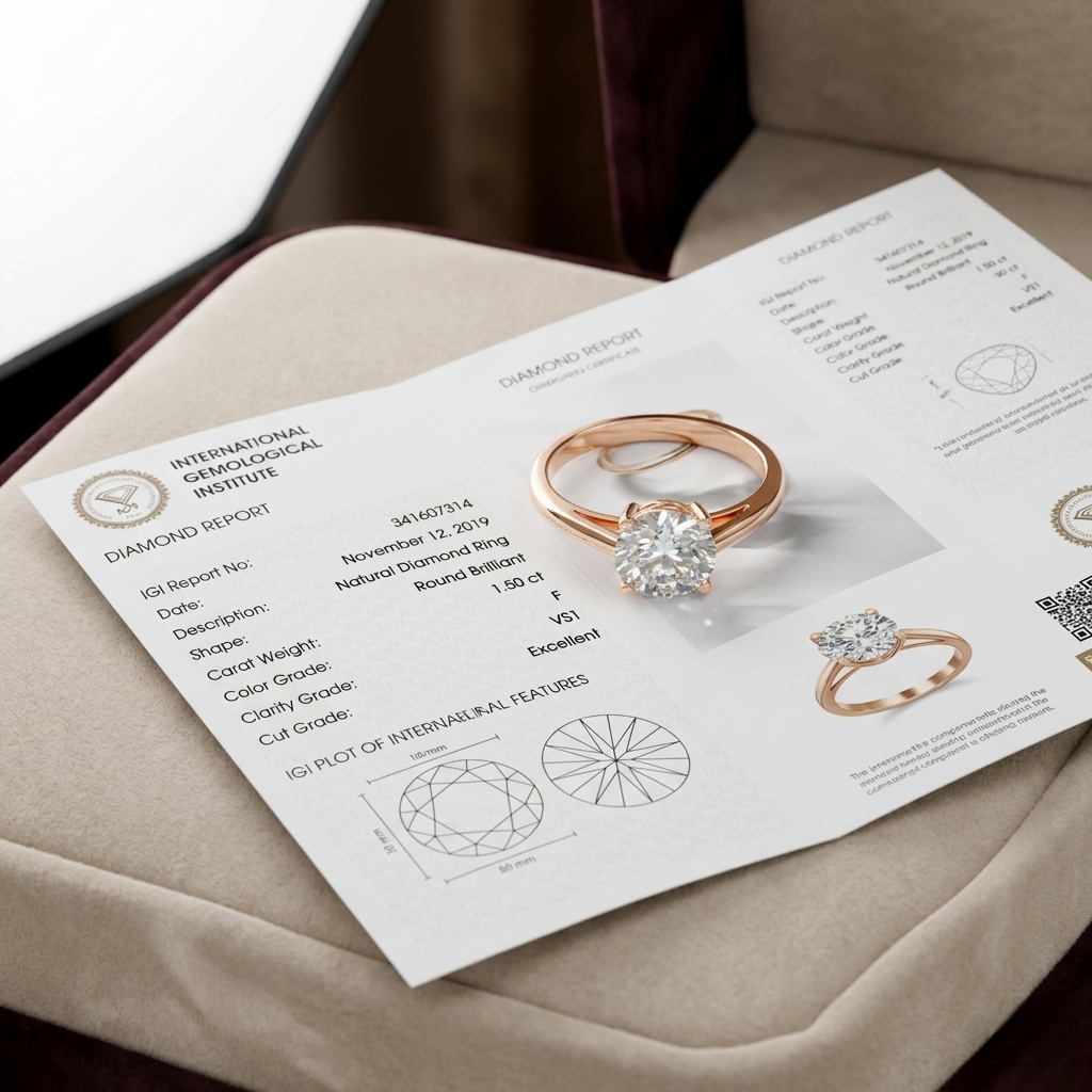 1.5 Carat Round Engagement Ring 18K Gold Laboratory Grown Diamond Luxury Ring