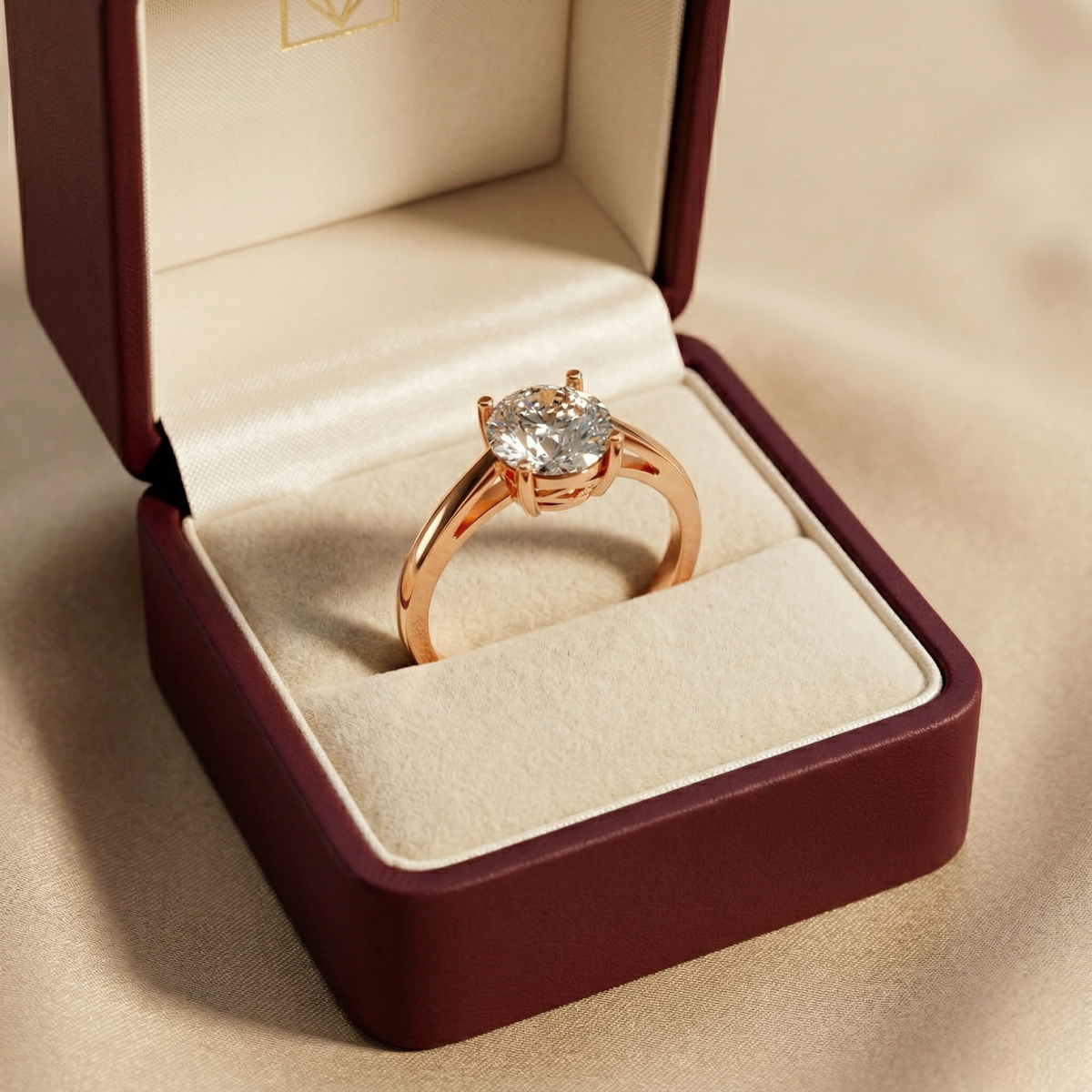 1.5 Carat Round Engagement Ring 18K Gold Laboratory Grown Diamond Luxury Ring