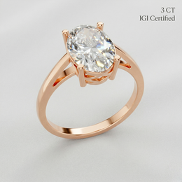 3 Carat Oval Solitaire Lab Grown Diamond Ring 18K Gold Luxury Ring