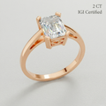 2 Ct Emerald Cut Lab Created Diamond Ring 18K Gold Luxury Ring