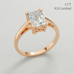 2 Ct Emerald Cut Lab Created Diamond Ring 18K Gold Luxury Ring