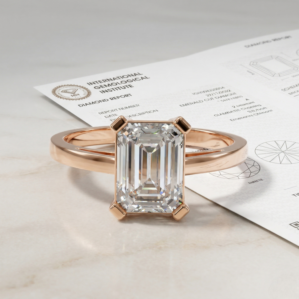 2 Ct Emerald Cut Lab Created Diamond Ring 18K Gold Luxury Ring