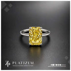 4 Carat Radiant Cut Fancy Vivid Yellow Lab Grown Diamond Engagement Ring