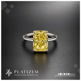 4 Carat Radiant Cut Fancy Vivid Yellow Lab Grown Diamond Engagement Ring