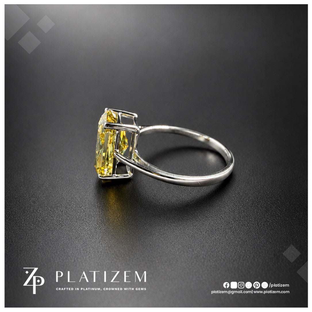 4 Carat Radiant Cut Fancy Vivid Yellow Lab Grown Diamond Engagement Ring