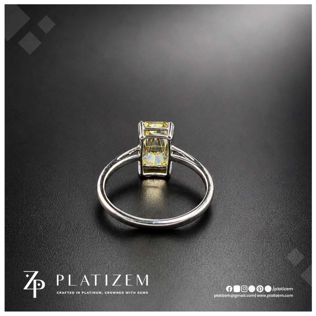 4 Carat Radiant Cut Fancy Vivid Yellow Lab Grown Diamond Engagement Ring