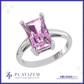 Radiant Cut Pink Gemstone Solitaire Ring Standing Tall in Prong Setting
