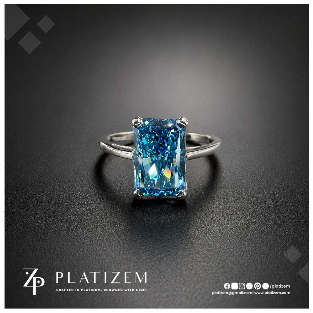 3 Carat Radiant Cut Fancy Blue Lab Grown Diamond Wedding Engagement Ring