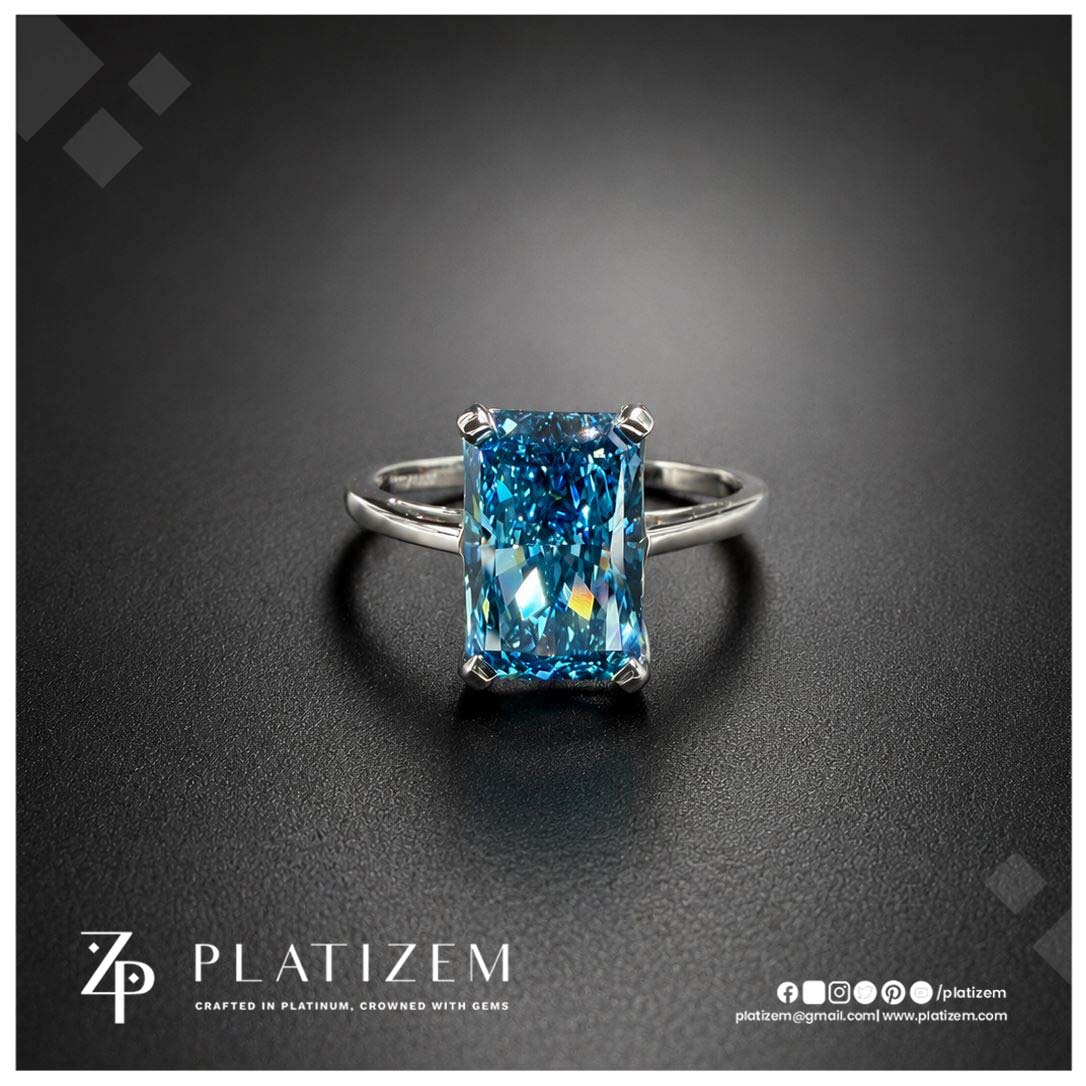 3 Carat Radiant Cut Fancy Blue Lab Grown Diamond Wedding Engagement Ring