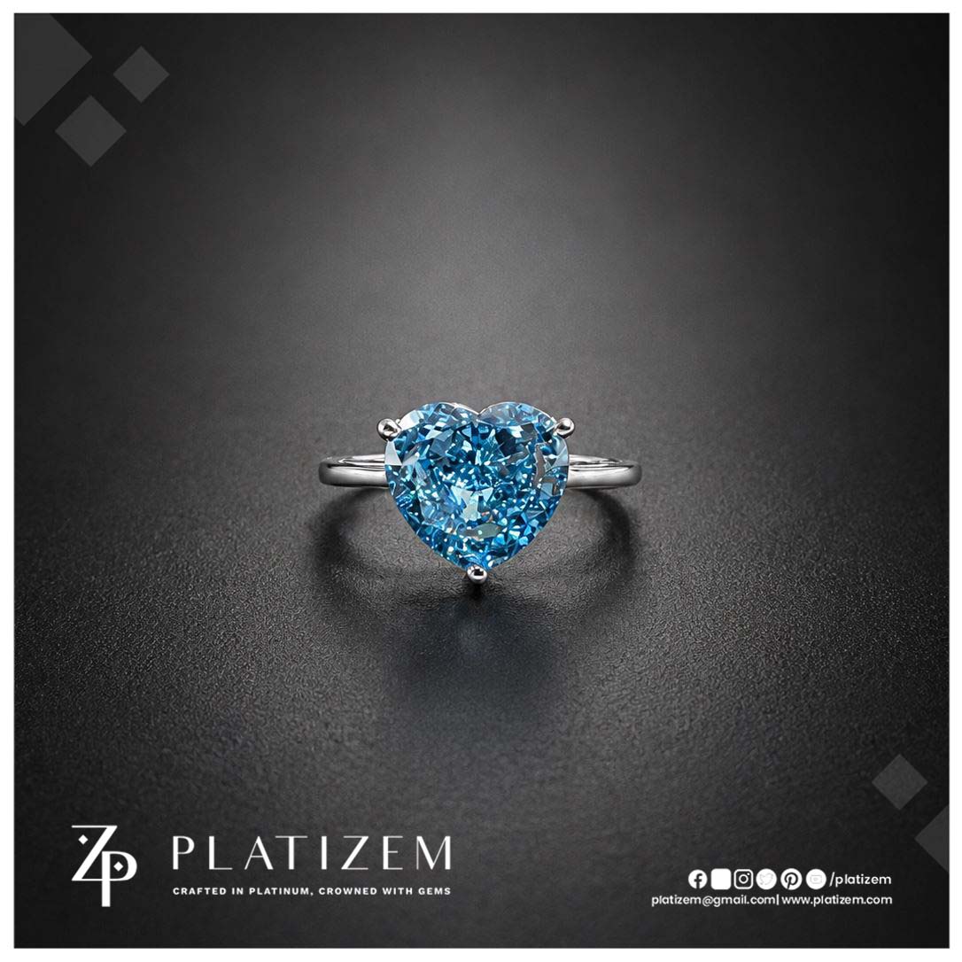 4 Carat Heart Shape Fancy Blue Lab Grown Diamond Engagement Ring