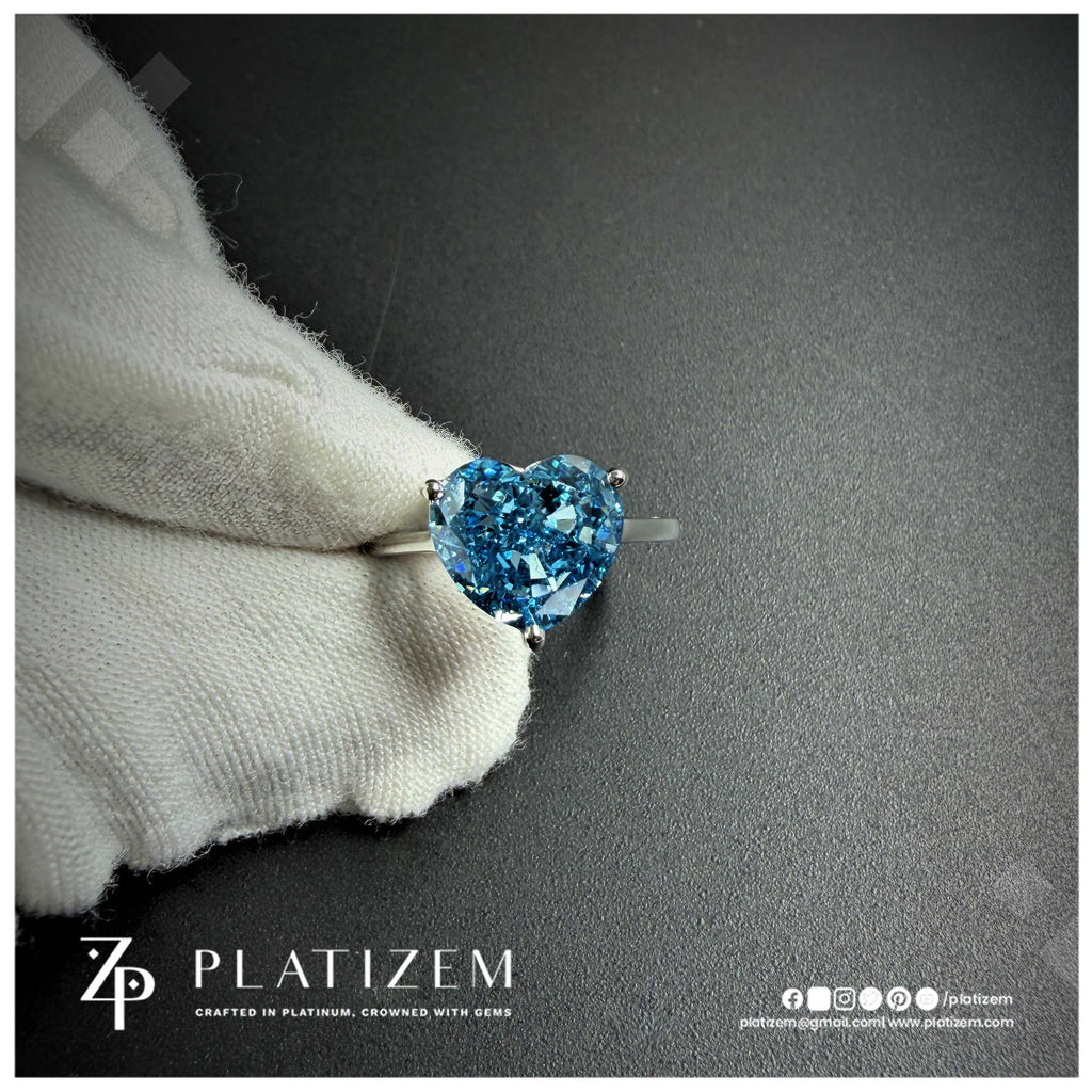 4 Carat Heart Shape Fancy Blue Lab Grown Diamond Engagement Ring