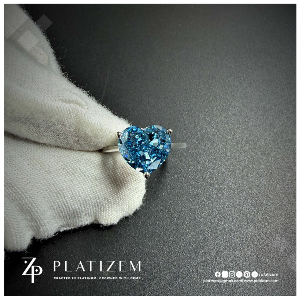 4 Carat Heart Shape Fancy Blue Lab Grown Diamond Engagement Ring