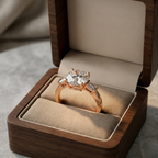 3 Stone Round Laboratory Grown Diamond Engagement Ring Baguette Side Stones 18K Gold Luxury Wedding Jewelry