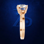 Blue Sapphire and Laboratory Grown Diamond Three Stone Ring Gold Luxury Engagement Wedding Jewelry Style