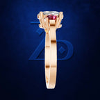 Ruby and Laboratory Created Diamond Three Stone Engagement Ring 18K Gold Luxury Ring
