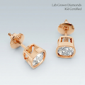 Bezel Set Lab Grown Diamond Stud Earrings Gold, Silver and Platinum Luxury