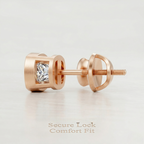 Bezel Set Lab Grown Diamond Stud Earrings Gold, Silver and Platinum Luxury