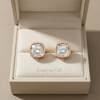 Bezel Set Lab Grown Diamond Stud Earrings Gold, Silver and Platinum Luxury
