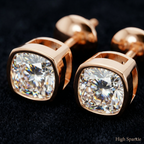 Bezel Set Lab Grown Diamond Stud Earrings Gold, Silver and Platinum Luxury